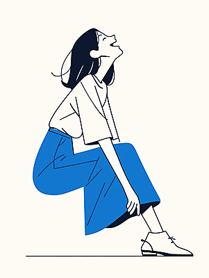 전신 여자 행복 일러스트 한명 미소 웃음 앉기 성인 파란색 기쁨 즐거움 모던 심플 성인여자한명만 국내일러스트 AI파일 1 감정 컬러 모션 표정 사람 여자한명만 성인여자만 파일형식 벡터