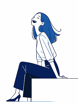 전신 여자 행복 일러스트 한명 미소 웃음 앉기 성인 파란색 기쁨 즐거움 모던 심플 성인여자한명만 국내일러스트 AI파일 1 감정 컬러 모션 표정 사람 여자한명만 성인여자만 파일형식 벡터