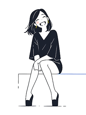 전신 여자 행복 일러스트 한명 미소 웃음 앉기 성인 귀걸이 검은색 기쁨 즐거움 모던 심플 성인여자한명만 국내일러스트 AI파일 1 감정 컬러 장신구 모션 표정 사람 여자한명만 성인여자만 파일형식 벡터