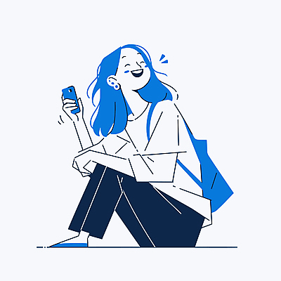 전신 여자 행복 가방 일러스트 한명 미소 웃음 앉기 성인 파란색 스마트폰 기쁨 즐거움 모던 심플 성인여자한명만 국내일러스트 AI파일 1 잡화 감정 컬러 모션 표정 사람 핸드폰 스마트기기 여자한명만 성인여자만 파일형식 벡터