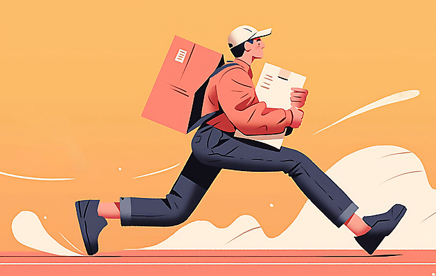 JPG 전신 모자 남자 가방 일러스트 한명 들기 성인 달리기 주황색 운송업 배달원 배송 서비스 속도 패키지 택배상자 성인남자한명만 국내일러스트 AI일러스트 AI콘텐츠 직업 1 잡화 산업 컬러 모션 사람 상자 택배 남자한명만 성인남자만 파일형식