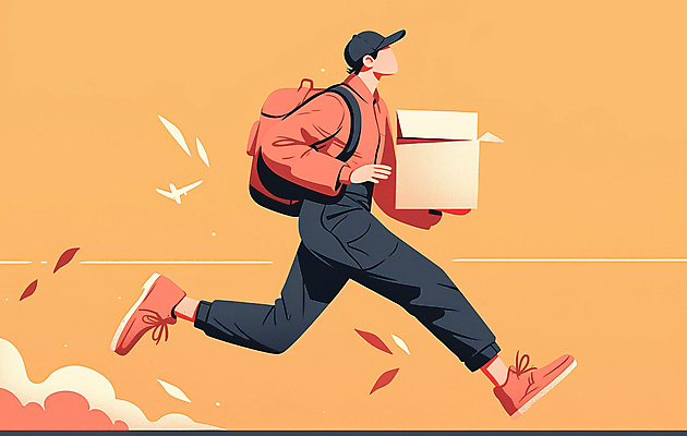 JPG 전신 모자 남자 가방 일러스트 한명 들기 성인 달리기 주황색 운송업 배달원 배송 서비스 속도 패키지 택배상자 성인남자한명만 국내일러스트 AI일러스트 AI콘텐츠 직업 1 잡화 산업 컬러 모션 사람 상자 택배 남자한명만 성인남자만 파일형식