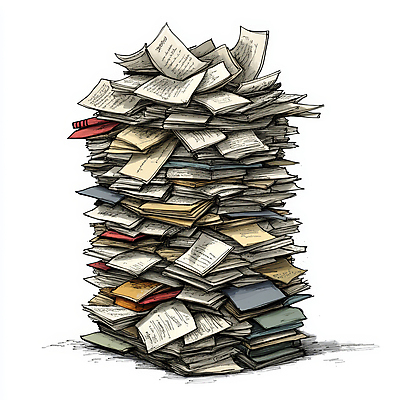 JPG 일러스트 회의 스트레스 사람없음 회색 업무 보고서 문서 과로 과부하 서류더미 워커홀릭 국내일러스트 AI일러스트 AI콘텐츠 컬러 비즈니스 작업 파일형식 더미