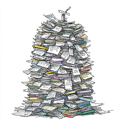 JPG 일러스트 회의 스트레스 사람없음 회색 업무 보고서 문서 과로 과부하 서류더미 워커홀릭 국내일러스트 AI일러스트 AI콘텐츠 컬러 비즈니스 작업 파일형식 더미