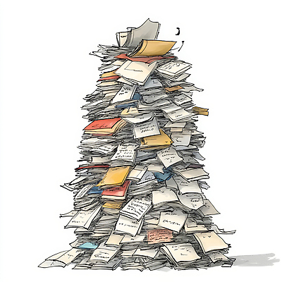 JPG 일러스트 회의 스트레스 사람없음 회색 업무 보고서 문서 과로 과부하 서류더미 워커홀릭 책더미 국내일러스트 AI일러스트 AI콘텐츠 컬러 비즈니스 책 작업 무더기 파일형식 더미