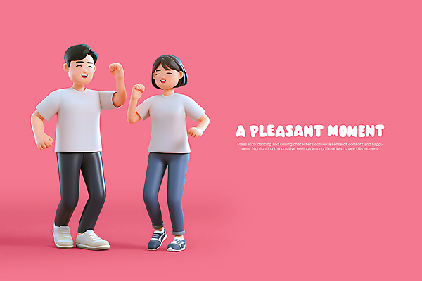 전신 PSD 편집 편집이미지 커플 여자 남자 행복 분홍색 가족 미소 성인 두명 3D 춤 즐거움 성인만 편집3D 감정 컬러 관계 문화예술 표정 사람 디지털합성 파일형식