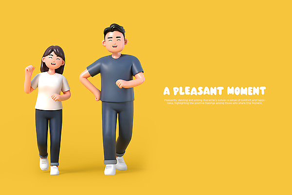 전신 PSD 편집 편집이미지 커플 여자 남자 행복 가족 미소 성인 두명 노란색 3D 춤 즐거움 성인만 편집3D 감정 컬러 관계 문화예술 표정 사람 디지털합성 파일형식