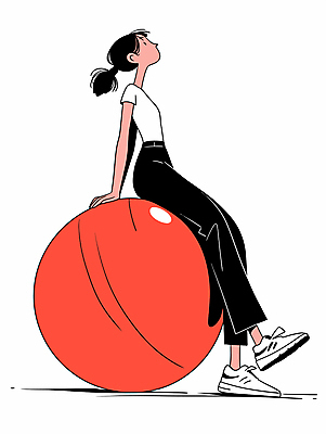 전신 여자 스포츠 일러스트 공 한명 앉기 성인 빨간색 운동복 운동 짐볼 성인여자한명만 국내일러스트 AI파일 1 옷 컬러 모션 건강 사람 여자한명만 성인여자만 파일형식 벡터