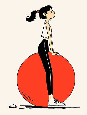 전신 여자 스포츠 포즈 일러스트 공 한명 앉기 성인 빨간색 운동복 운동 짐볼 성인여자한명만 국내일러스트 AI파일 1 옷 컬러 모션 건강 사람 여자한명만 성인여자만 파일형식 벡터