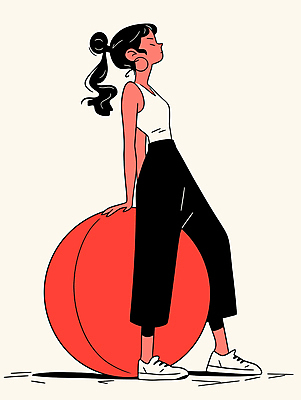 전신 여자 스포츠 일러스트 하늘 한명 성인 빨간색 운동복 운동 기댐 에너지 짐볼 성인여자한명만 국내일러스트 AI파일 1 옷 컬러 모션 건강 사람 여자한명만 성인여자만 파일형식 벡터