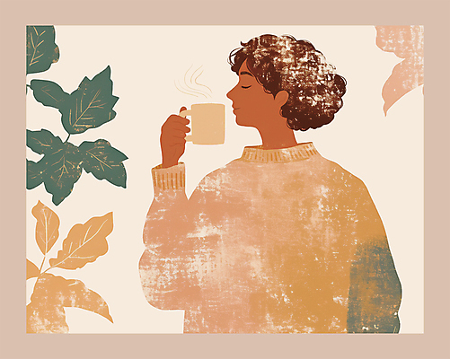 PSD 남자 커피 낙엽 일러스트 수채화 한명 들기 성인 갈색 마시기 가을 커피잔 오브젝트 감성 성인남자한명만 국내일러스트 1 계절 음료 컬러 컨셉 잎 모션 잔 사람 남자한명만 성인남자만 파일형식