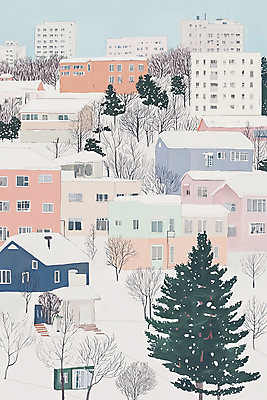 JPG 나무 분홍색 겨울 일러스트 산 주택 풍경 사람없음 숲 감성 산동네 국내일러스트 AI일러스트 AI콘텐츠 식물 계절 컬러 컨셉 건물 마을 파일형식