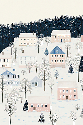 JPG 나무 분홍색 겨울 일러스트 산 주택 풍경 사람없음 숲 감성 산동네 국내일러스트 AI일러스트 AI콘텐츠 식물 계절 컬러 컨셉 건물 마을 파일형식