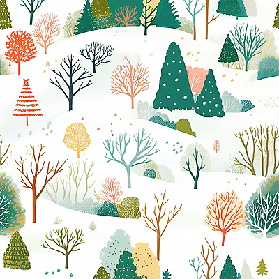 JPG 나무 겨울 패턴 일러스트 수채화 산 풍경 사람없음 초록색 설원 숲 언덕 감성 국내일러스트 AI일러스트 AI콘텐츠 식물 계절 컬러 컨셉 무늬 눈_날씨 파일형식