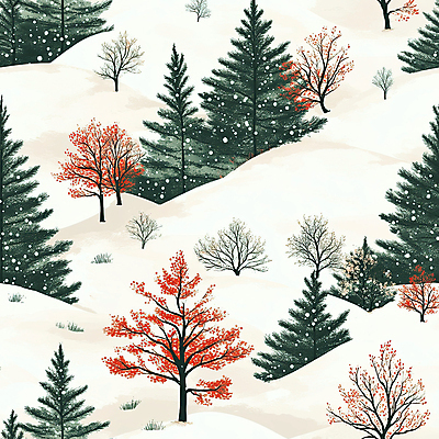 JPG 나무 겨울 패턴 일러스트 수채화 산 풍경 사람없음 초록색 설원 숲 언덕 감성 국내일러스트 AI일러스트 AI콘텐츠 식물 계절 컬러 컨셉 무늬 눈_날씨 파일형식