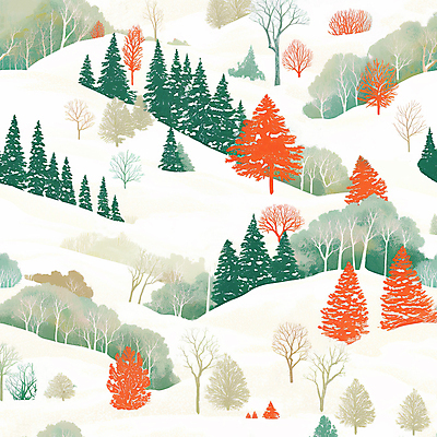 JPG 나무 겨울 패턴 일러스트 수채화 산 풍경 사람없음 초록색 설원 숲 언덕 감성 국내일러스트 AI일러스트 AI콘텐츠 식물 계절 컬러 컨셉 무늬 눈_날씨 파일형식