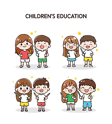 전신 캐릭터 학생 여자 어린이교육 남자 행복 어린이 일러스트 학교 미소 웃음 들기 소녀 소년 여러명 연필 귀여움 유치원 그룹 창의력 어린이만 일러캐릭터 AI파일 교육 감정 다수 컨셉 모션 학용품 표정 사람 필기구 파일형식 벡터