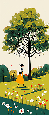 JPG 전신 나무 공원 여자 꽃 여행 꽃밭 일러스트 자연 하늘 휴식 한명 풍경 성인 초록색 평화 걷기 산책 산책로 숲길 치유 성인여자한명만 국내일러스트 AI일러스트 AI콘텐츠 식물 1 공공시설 길 컬러 컨셉 모션 사람 생태계 여자한명만 성인여자만 파일형식