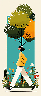 JPG 전신 나무 공원 여자 꽃 여행 꽃밭 일러스트 자연 하늘 휴식 한명 풍경 성인 초록색 평화 걷기 산책 산책로 숲길 치유 성인여자한명만 국내일러스트 AI일러스트 AI콘텐츠 식물 1 공공시설 길 컬러 컨셉 모션 사람 생태계 여자한명만 성인여자만 파일형식