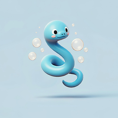 JPG 편집이미지 새해 3D캐릭터 사람없음 파란색 귀여움 물방울 뱀띠 뱀 비눗방울 엘리먼트 청사 을사년 편집3D 푸른뱀 푸른뱀캐릭터 AI컴퓨터그래픽 AI콘텐츠 캐릭터 컬러 컨셉 파충류 3D 십이지신 뱀캐릭터 파일형식 2025년