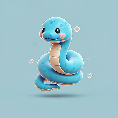 JPG 편집이미지 새해 3D캐릭터 사람없음 파란색 귀여움 물방울 뱀띠 뱀 비눗방울 엘리먼트 청사 을사년 편집3D 푸른뱀 푸른뱀캐릭터 AI컴퓨터그래픽 AI콘텐츠 캐릭터 컬러 컨셉 파충류 3D 십이지신 뱀캐릭터 파일형식 2025년