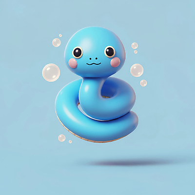JPG 편집이미지 새해 3D캐릭터 사람없음 파란색 귀여움 물방울 뱀띠 뱀 비눗방울 엘리먼트 청사 을사년 편집3D 푸른뱀 푸른뱀캐릭터 AI컴퓨터그래픽 AI콘텐츠 캐릭터 컬러 컨셉 파충류 3D 십이지신 뱀캐릭터 파일형식 2025년