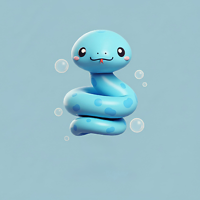 JPG 편집이미지 새해 3D캐릭터 사람없음 파란색 귀여움 물방울 뱀띠 뱀 비눗방울 엘리먼트 청사 을사년 편집3D 푸른뱀 푸른뱀캐릭터 AI컴퓨터그래픽 AI콘텐츠 캐릭터 컬러 컨셉 파충류 3D 십이지신 뱀캐릭터 파일형식 2025년