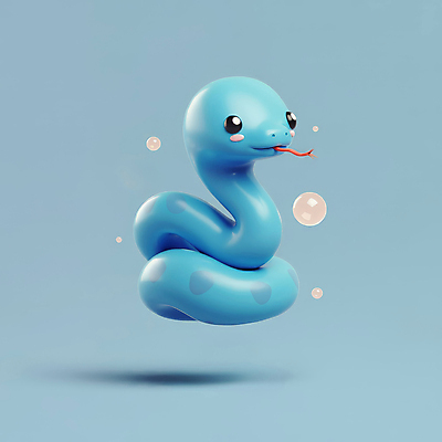 JPG 편집이미지 새해 3D캐릭터 사람없음 파란색 귀여움 물방울 뱀띠 뱀 비눗방울 엘리먼트 청사 을사년 편집3D 푸른뱀 푸른뱀캐릭터 AI컴퓨터그래픽 AI콘텐츠 캐릭터 컬러 컨셉 파충류 3D 십이지신 뱀캐릭터 파일형식 2025년