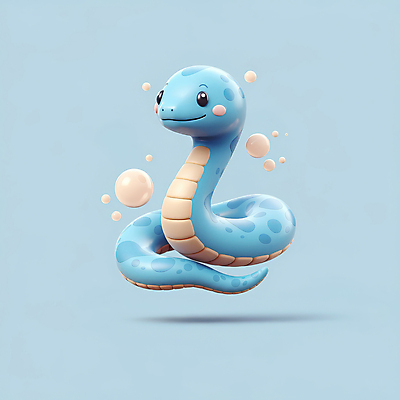 JPG 편집이미지 새해 3D캐릭터 사람없음 파란색 귀여움 물방울 뱀띠 뱀 비눗방울 엘리먼트 청사 을사년 편집3D 푸른뱀 푸른뱀캐릭터 AI컴퓨터그래픽 AI콘텐츠 캐릭터 컬러 컨셉 파충류 3D 십이지신 뱀캐릭터 파일형식 2025년