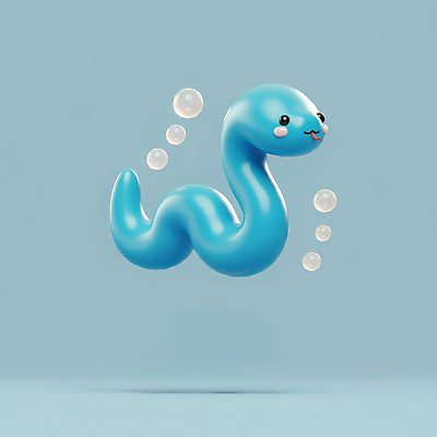 JPG 편집이미지 새해 3D캐릭터 사람없음 파란색 귀여움 물방울 뱀띠 뱀 비눗방울 엘리먼트 청사 을사년 편집3D 푸른뱀 푸른뱀캐릭터 AI컴퓨터그래픽 AI콘텐츠 캐릭터 컬러 컨셉 파충류 3D 십이지신 뱀캐릭터 파일형식 2025년
