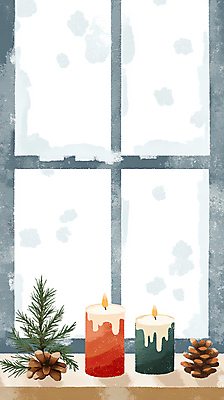 JPG 크리스마스 겨울 일러스트 촛불 창문 사람없음 장식 인테리어 눈 분위기 솔방울 솔잎 꾸미기 국내일러스트 AI일러스트 AI콘텐츠 자연요소 디자인 계절 기념일 컨셉 잎 초 날씨 파일형식