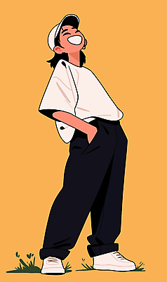 전신 구름 여자 일러스트 바지 청소년 자연 하늘 한명 웃음 야외 파란색 팔짱 귀걸이 자신감 주머니손 캡모자 십대여자한명만 국내일러스트 AI파일 자연요소 모자_잡화 1 감정 컬러 장신구 모션 하의 표정 사람 생태계 여자한명만 십대여자만 파일형식 벡터