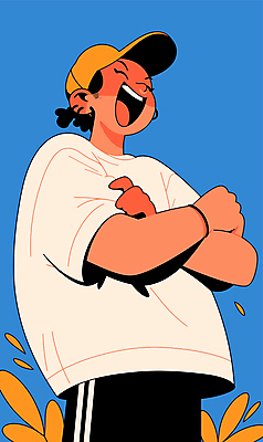 여자 일러스트 청소년 자연 한명 미소 웃음 파란색 팔짱 귀걸이 자신감 활기 캡모자 십대여자한명만 국내일러스트 AI파일 모자_잡화 1 감정 컬러 컨셉 장신구 모션 표정 사람 생태계 여자한명만 십대여자만 파일형식 벡터