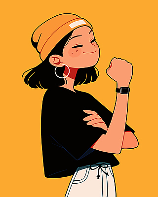 여자 일러스트 청소년 한명 미소 노란색 손들기 팔짱 귀걸이 주먹 자신감 비니 활기 스마트워치 십대여자한명만 국내일러스트 AI파일 모자_잡화 1 감정 컬러 컨셉 장신구 모션 표정 사람 스마트기기 웨어러블 여자한명만 십대여자만 파일형식 벡터