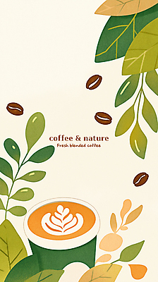 PSD 커피 일러스트 자연 나뭇잎 사람없음 초록색 원두 커피잔 라떼아트 친환경제품 국내일러스트 음료 컬러 잎 잔 그림 친환경 생태계 라떼 파일형식