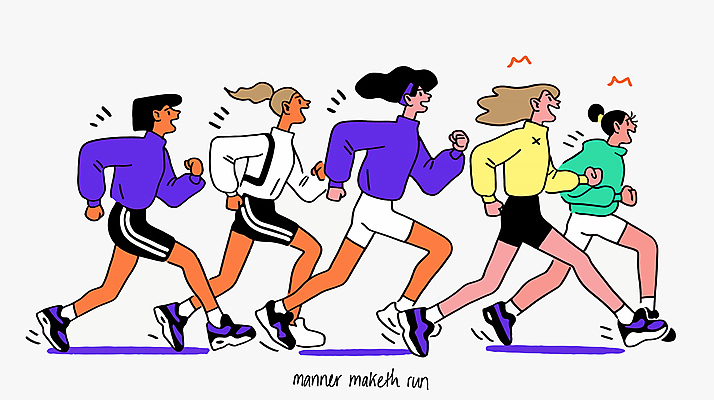 전신 여자 스포츠 유니폼 일러스트 협력 건강 경기 여러명 성인 달리기 경쟁 다양 에너지 그룹 속도 활기 매너 성인여자만 국내일러스트 AI파일 옷 다수 컨셉 모션 사람 예절 여자만 성인만 파일형식 벡터