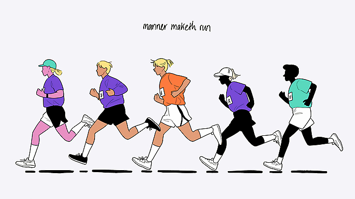 전신 여자 남자 스포츠 유니폼 일러스트 협력 건강 경기 여러명 성인 달리기 경쟁 다양 에너지 그룹 속도 활기 매너 성인만 국내일러스트 AI파일 옷 다수 컨셉 모션 사람 예절 파일형식 벡터