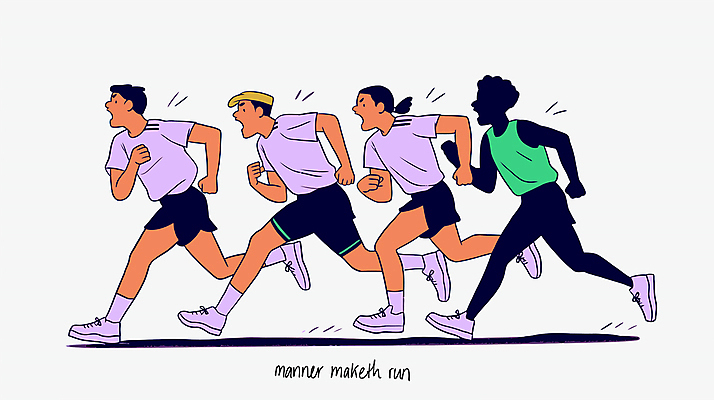 전신 여자 남자 스포츠 유니폼 일러스트 협력 건강 경기 여러명 성인 달리기 경쟁 다양 에너지 그룹 속도 활기 매너 성인만 국내일러스트 AI파일 옷 다수 컨셉 모션 사람 예절 파일형식 벡터