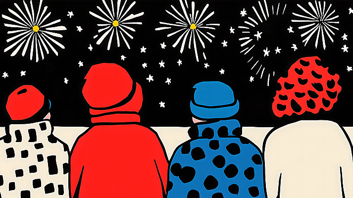 JPG 여자 남자 야경 일러스트 불꽃 불꽃놀이 여러명 성인 라이프 즐거움 성인만 국내일러스트 AI일러스트 AI콘텐츠 감정 다수 놀이 불 사람 생활 야간 파일형식 풍경_경치