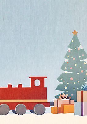 JPG 크리스마스 겨울 일러스트 크리스마스선물 사람없음 선물상자 컬러풀 크리스마스트리 기차 국내일러스트 AI일러스트 AI콘텐츠 계절 기념일 육상교통 컬러 대중교통 선물 상자 파일형식