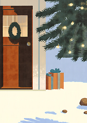 JPG 나무 크리스마스 겨울 일러스트 주택 크리스마스선물 사람없음 선물상자 컬러풀 크리스마스트리 문 리스장식 크리스마스리스 국내일러스트 AI일러스트 AI콘텐츠 식물 계절 기념일 컬러 선물 건물 장식 상자 화환 파일형식