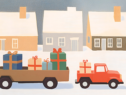 JPG 크리스마스 겨울 일러스트 주택 크리스마스선물 사람없음 선물상자 컬러풀 마을 트럭 배송 국내일러스트 AI일러스트 AI콘텐츠 계절 기념일 컬러 자동차 선물 건물 상자 파일형식