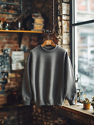 JPG 편집이미지 티셔츠 창문 누끼 사람없음 회색 옷걸이 옷가게 목업 편집실사 AI포토 AI콘텐츠 옷 컬러 셔츠 상점 CG 파일형식