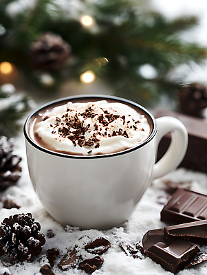 JPG 편집이미지 겨울 창문 사람없음 컵 초콜릿 눈 천 보케 솔방울 솔잎 코코아 편집실사 AI포토 AI콘텐츠 자연요소 식기 계절 음료 잎 날씨 디저트 직물 CG 파일형식