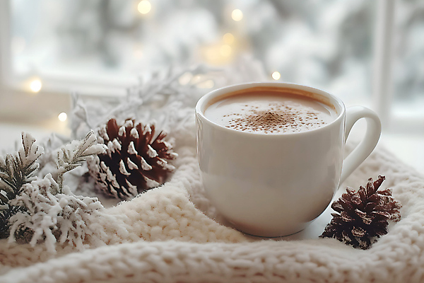 JPG 편집이미지 겨울 창문 사람없음 컵 초콜릿 흰색 눈 천 보케 솔방울 코코아 편집실사 AI포토 AI콘텐츠 자연요소 식기 계절 음료 컬러 날씨 디저트 직물 CG 파일형식