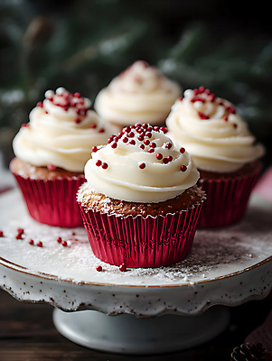 JPG 편집이미지 행복 크리스마스 겨울 사람없음 쿠키 컵케이크 핸드메이드 휘핑크림 스프링클 케이크스탠드 편집실사 AI포토 AI콘텐츠 계절 기념일 감정 디저트 장식 케이크 받침대 크림 CG 휘핑 파일형식