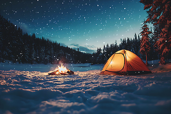JPG 나무 편집이미지 겨울 텐트 풍경 사람없음 야외 캠핑 눈 저녁 모닥불 겨울풍경 편집실사 AI포토 AI콘텐츠 자연요소 식물 계절 불 레저 날씨 캠핑도구 야간 CG 파일형식
