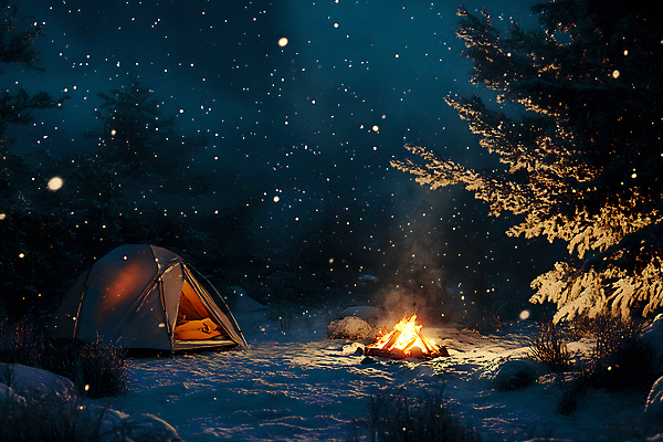 JPG 나무 편집이미지 겨울 풍경 사람없음 야외 어둠 캠핑 눈 야간 모닥불 겨울풍경 편집실사 AI포토 AI콘텐츠 자연요소 식물 계절 불 레저 날씨 CG 파일형식