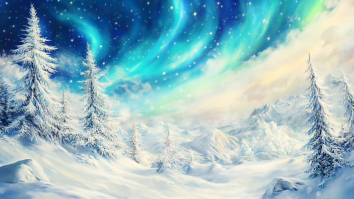 JPG 나무 편집이미지 겨울 야경 자연 사람없음 컬러풀 설원 신비 오로라 설산 편집실사 식물 계절 컬러 컨셉 자연현상 산 눈_날씨 야간 CG 생태계 파일형식 풍경_경치