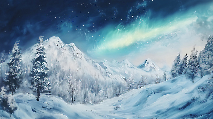 JPG 나무 편집이미지 겨울 야경 자연 사람없음 컬러풀 설원 신비 오로라 설산 편집실사 식물 계절 컬러 컨셉 자연현상 산 눈_날씨 야간 CG 생태계 파일형식 풍경_경치